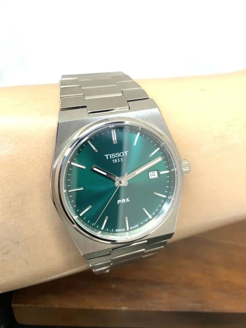 Tissot PRX Men's Watch Swiss Quartz Green Dial Silver Steel 40mm T1374101109100